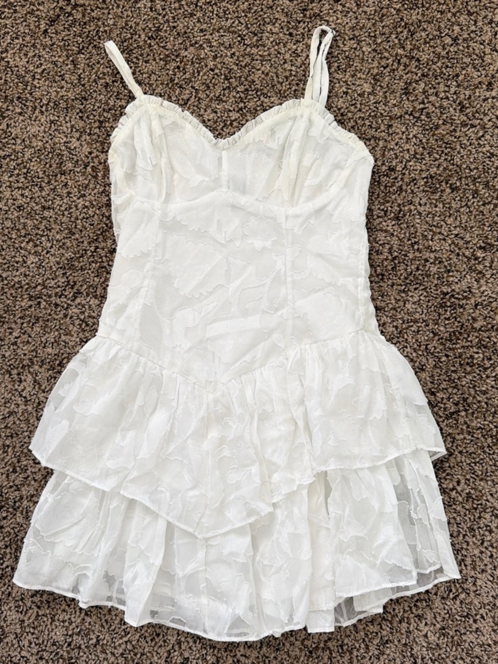 wild fable White Lace Ruffled Mini Dress